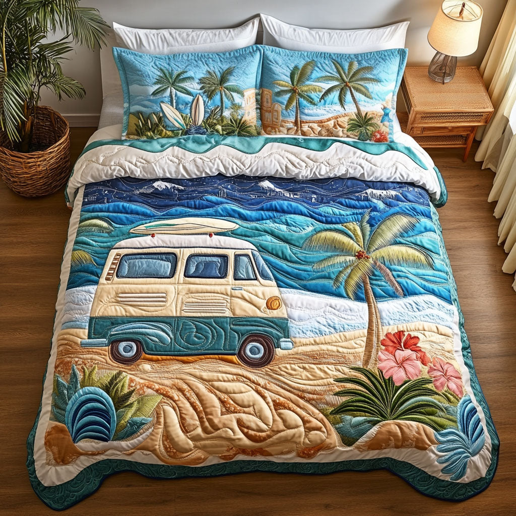 Sandy Road Journey Quilted Bedding Set Cozy Bedroom Decor Birthday Gift For Hippie Friend