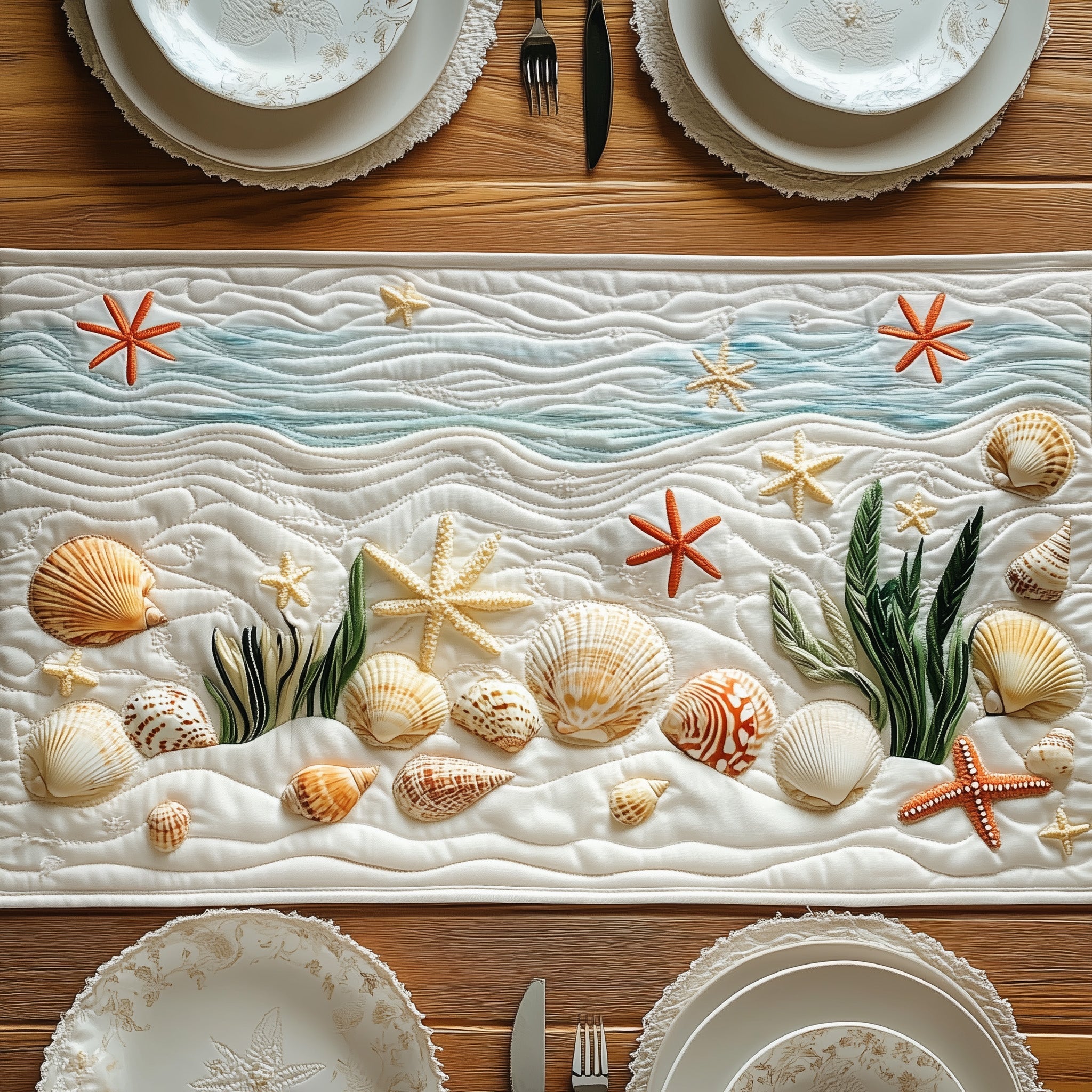 Sandy Shore Quilted Table Runner Table Runner for Holiday Gatherings