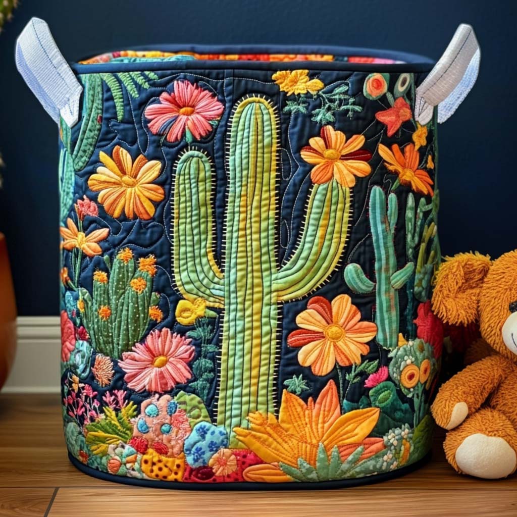 Sandy Sunset Quilted Laundry Basket Lovely Quilted Laundry Basket Gift for Mom or Grandma