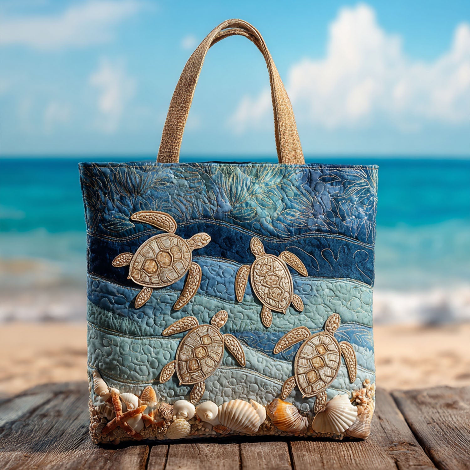 Sandy Trails Quilted Tote Bag Best Gifts For Ocean Lovers
