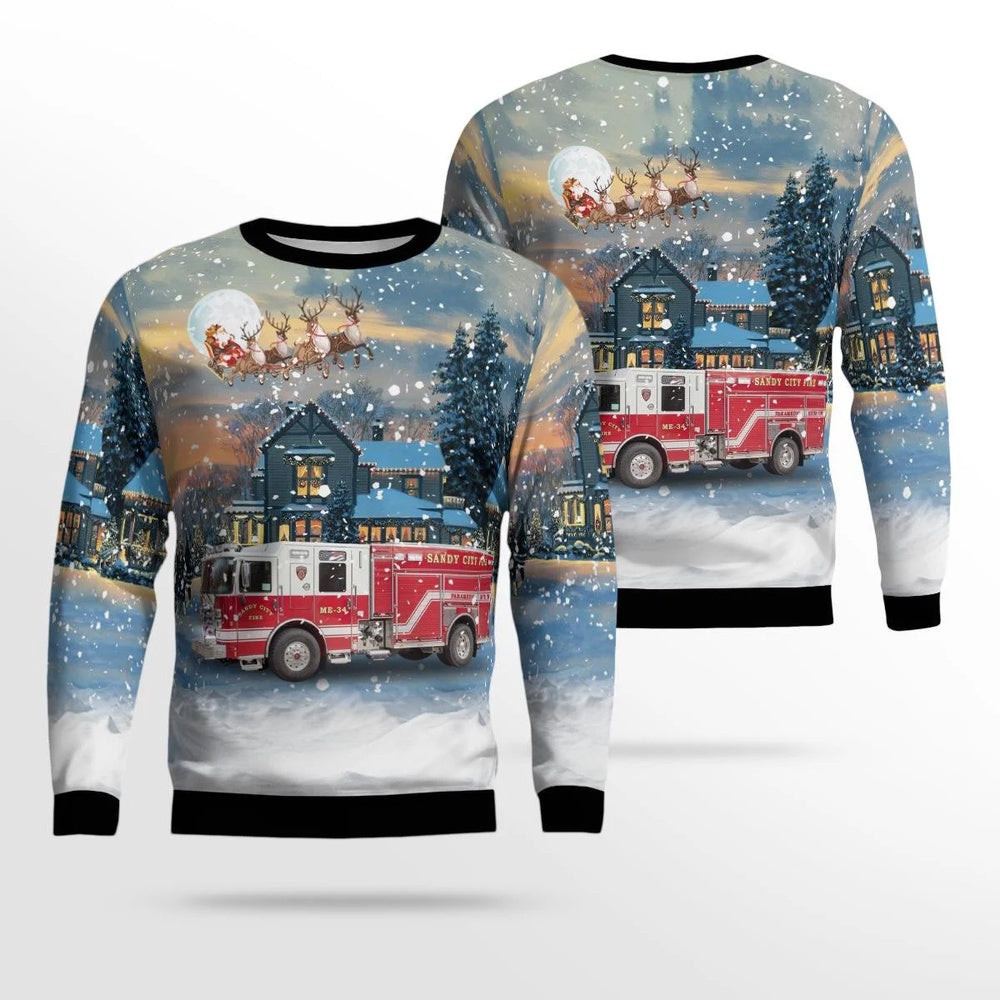 Sandy Utah Sandy City Fire Department AOP Ugly Sweater Unisex Christmas Gift