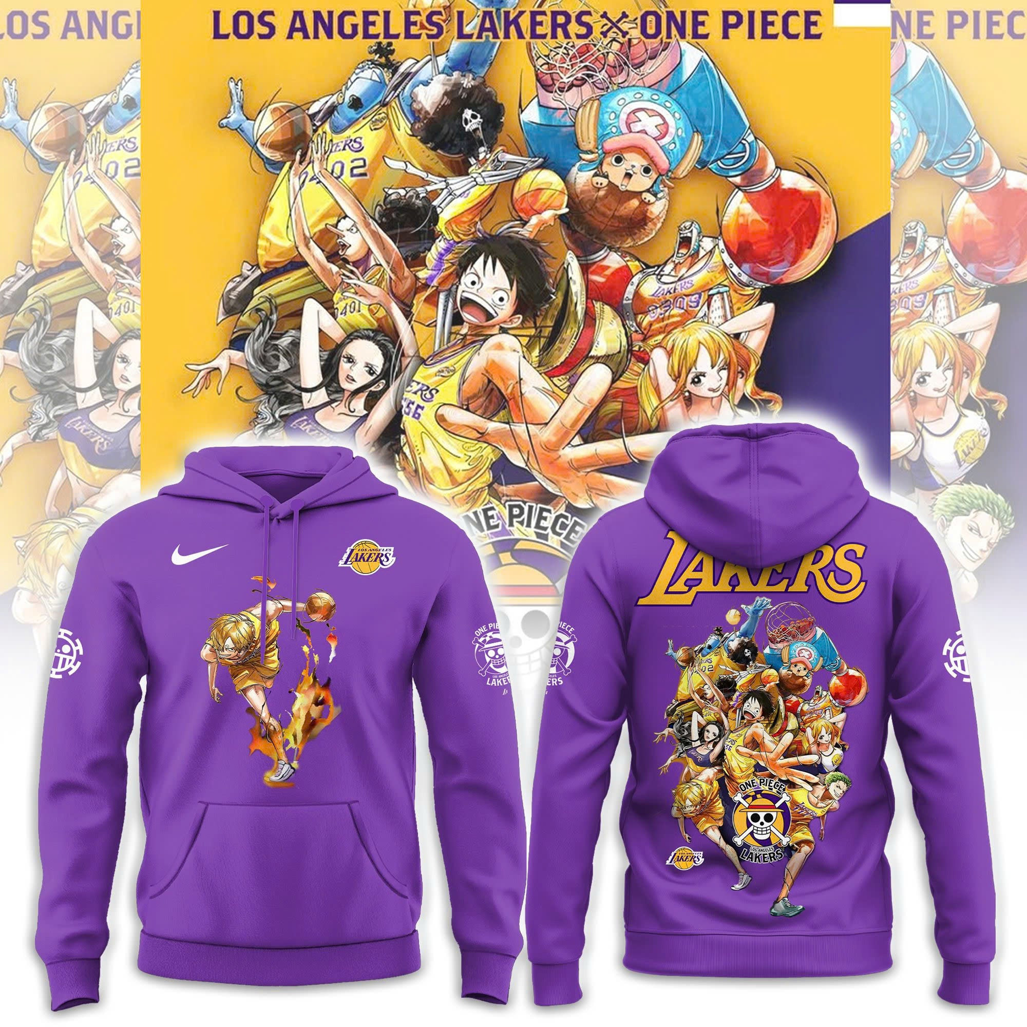 Sanji LA Lakers X One Piece Hoodie Unique Gifts For Basketball Lovers
