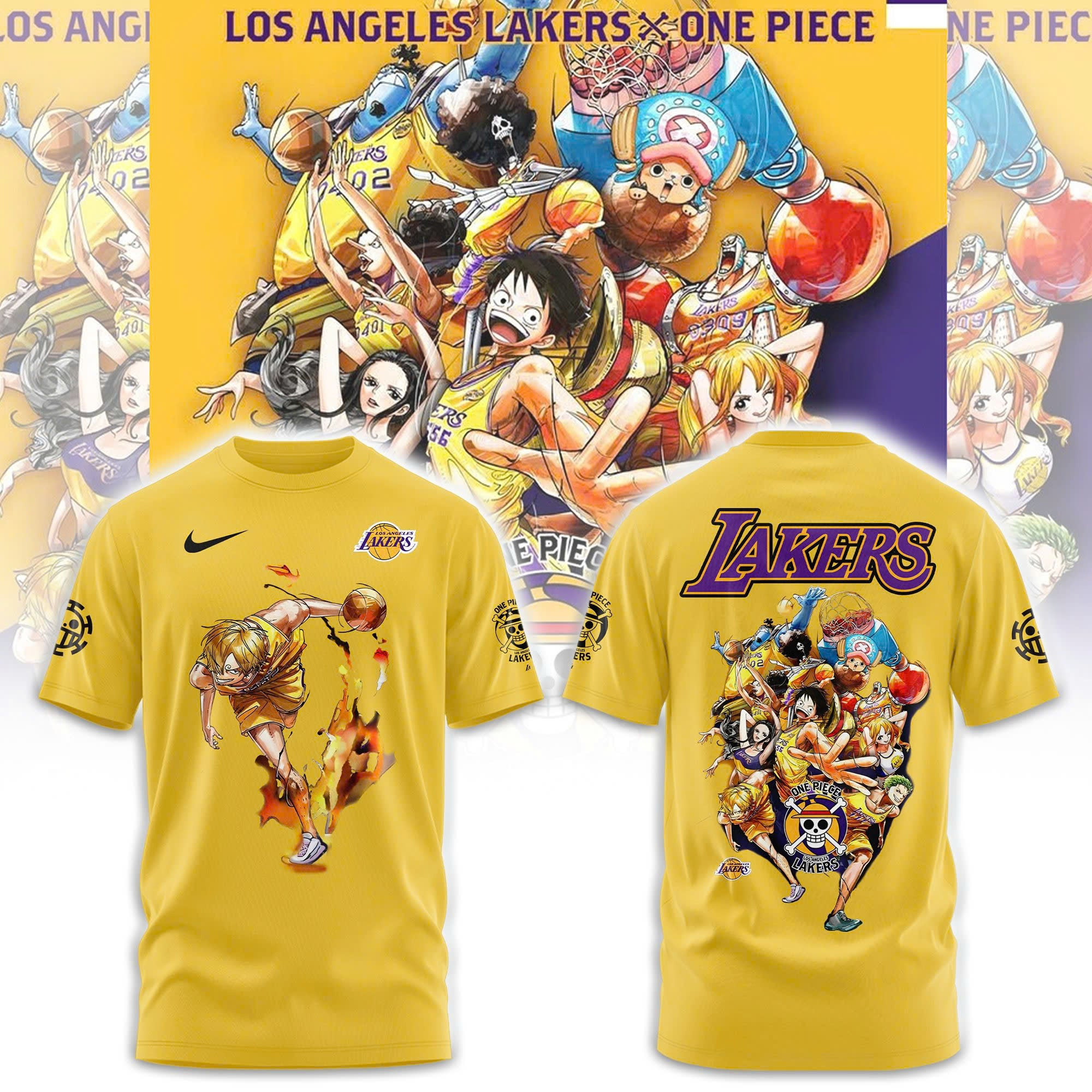 Sanji LA Lakers X One Piece T-Shirt Cool Gifts For Basketball Lovers