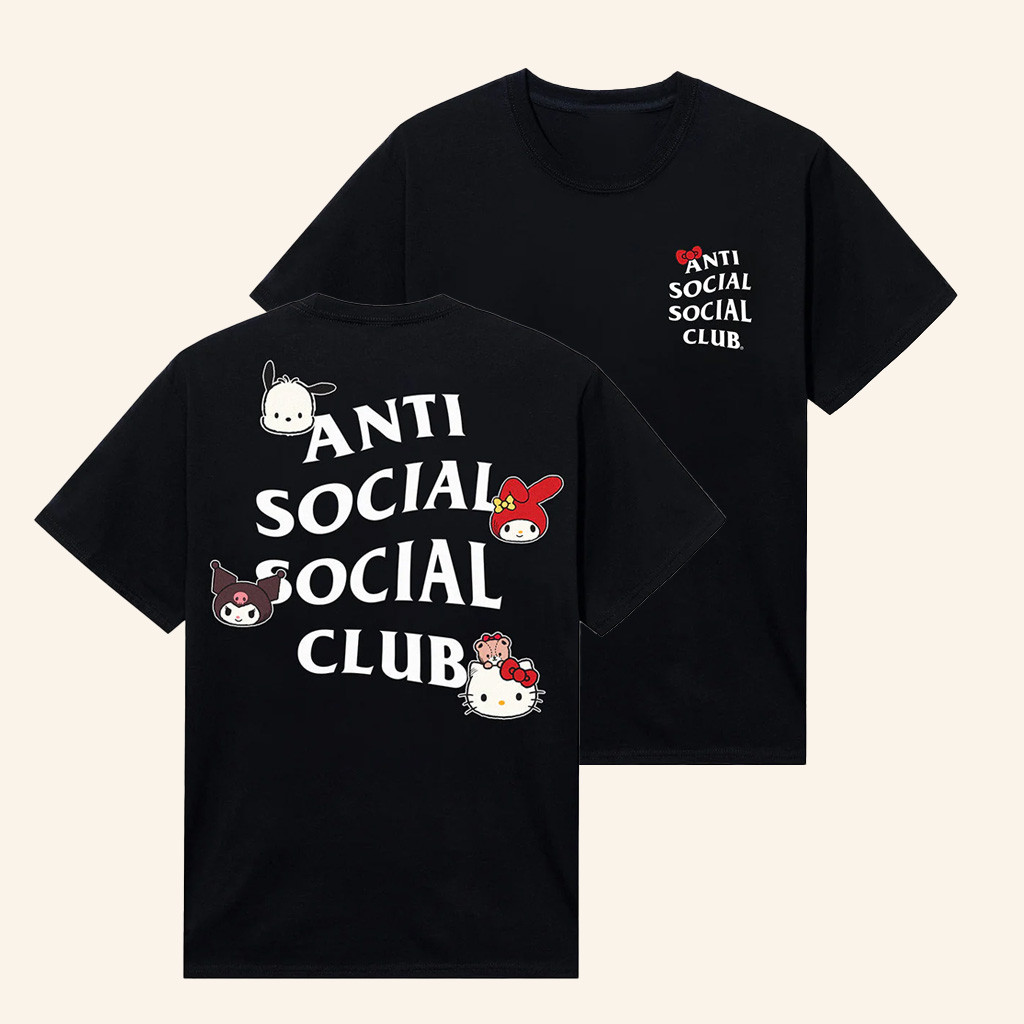 Sanrio Merch Anti Social Social Club X Hello Kitty And Friends T-Shirt Gifts For Besties