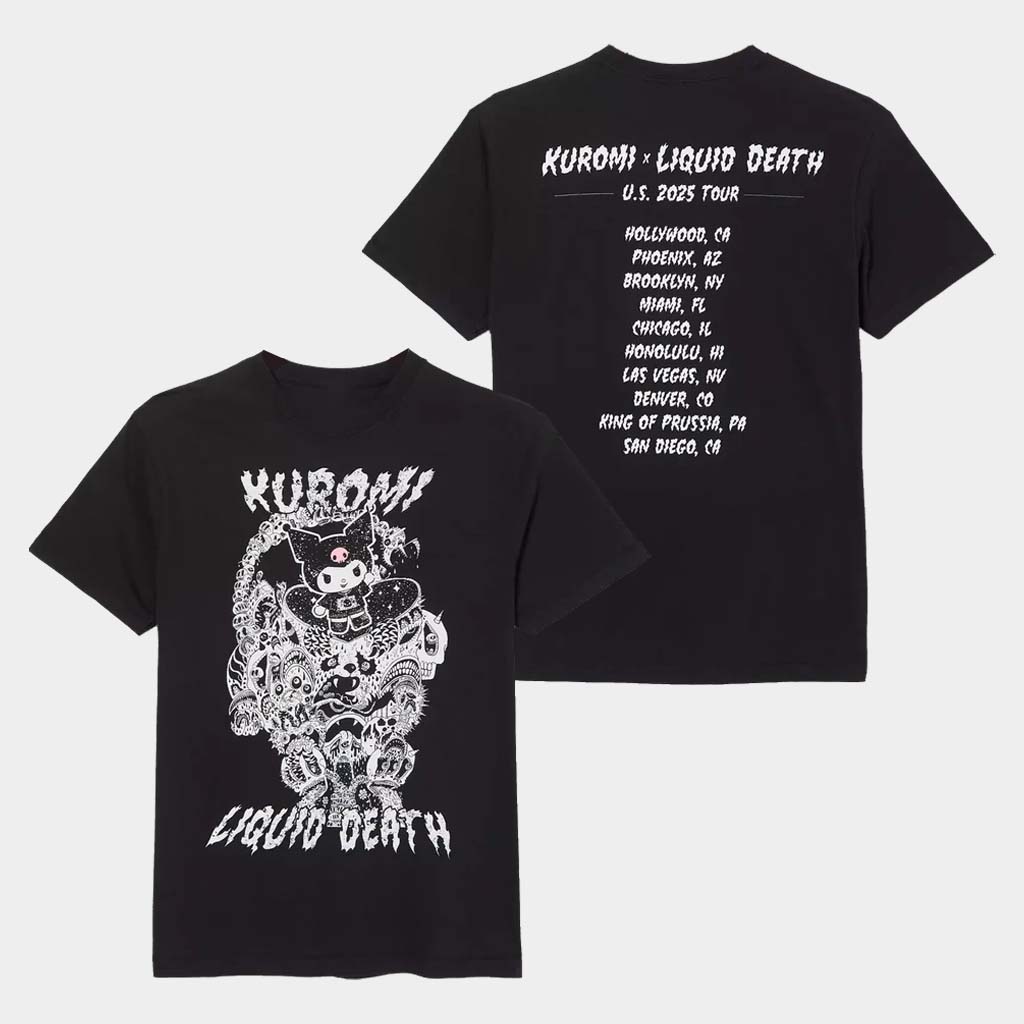 Sanrio Merch Kuromi x Liquid Death Tonal Portrait T-Shirt Gifts For Brother