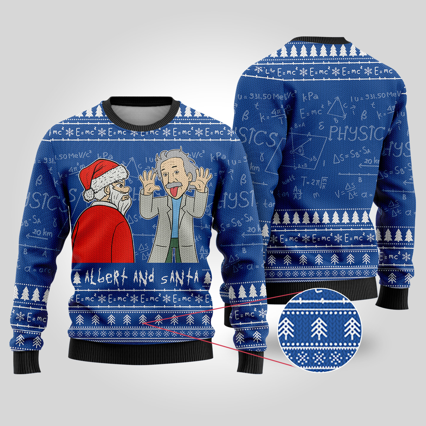 Santa And Albert Einstein Ugly Christmas Sweater Royal Exclusive Christmas Sweater Merch Gift Edition