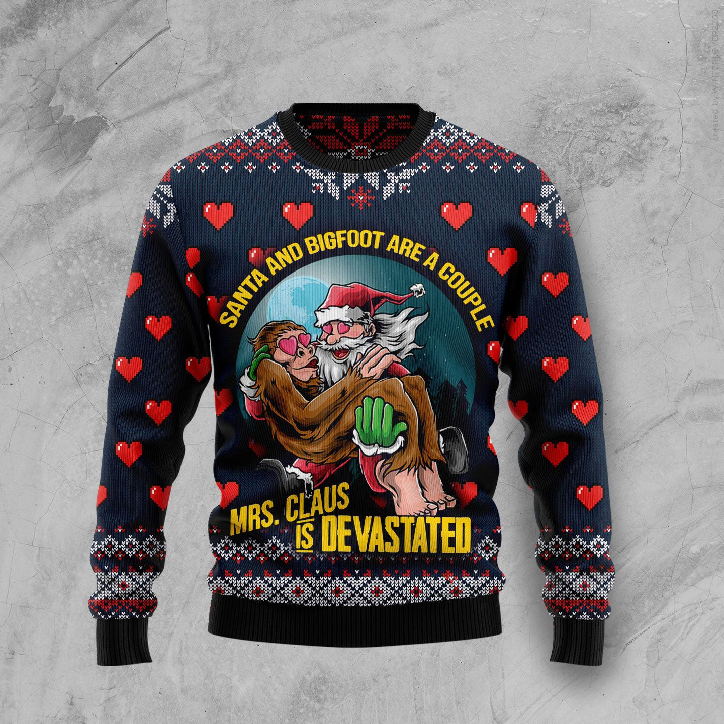 Santa And Bigfoot Are A Couple Ugly Christmas Sweater Funny Ugly Xmas Sweaters