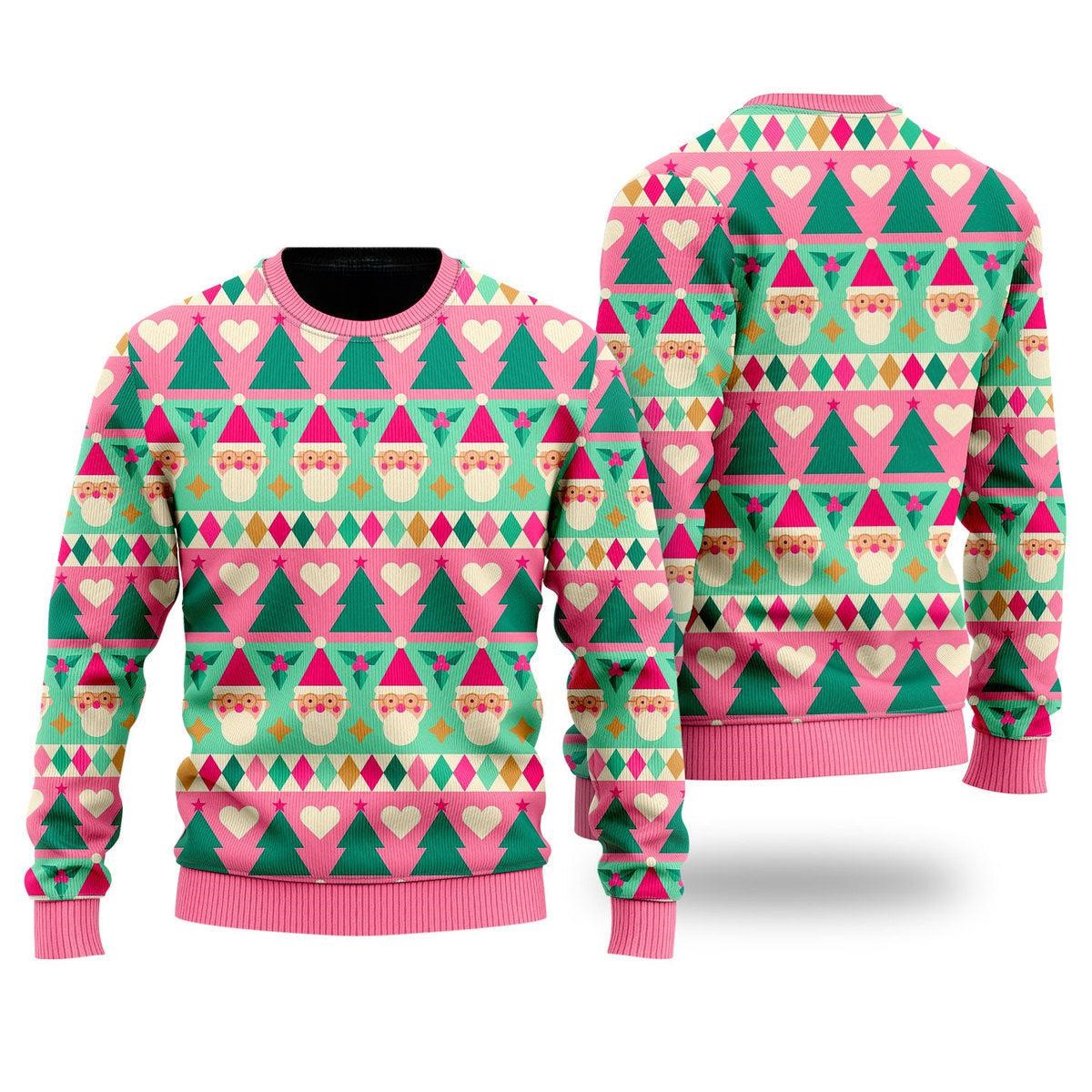 Santa And Pine Tree Ugly Christmas Sweater Lovely Jumper Christmas Gifts For Her