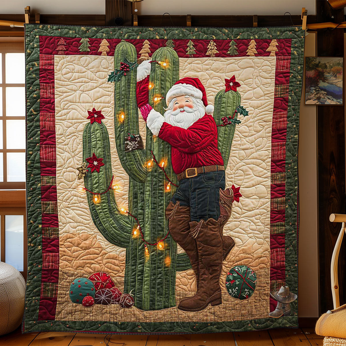 Santa And Prickly Cheer Best Blankets Meaningful Couple Gifts for Xmas 