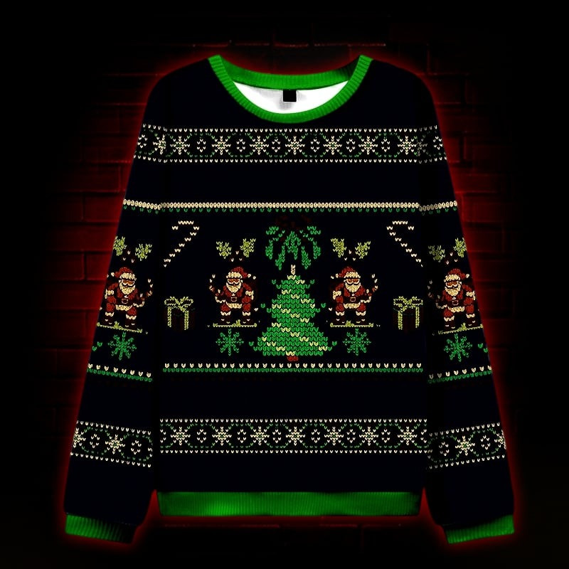 Santa And Trees Ugly Christmas Sweater Funny Xmas Holiday Gifts For Santa Lovers