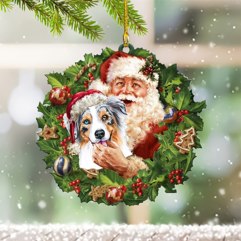 Santa Australian Shepherd Christmas Ornament Dog Lover Christmas Tree Decoration Ideas 2024