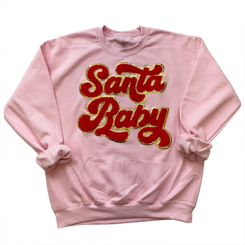 Santa Baby Sweatshirt Pink Cute Christmas Clothing Gifts For Her Santa Baby Sweatshirt Pink Cute Christmas Clothing Gifts For Her