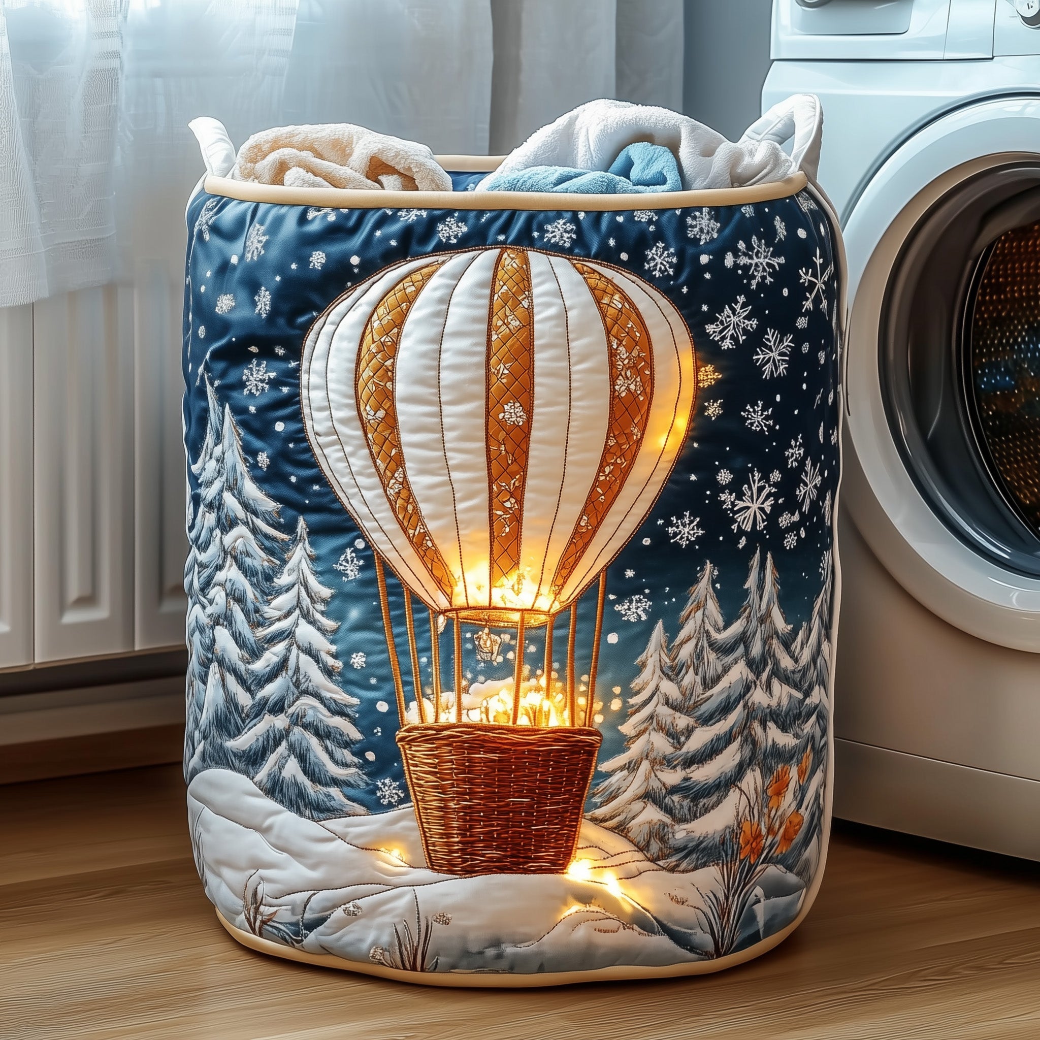 Santa Balloon Quilted Laundry Basket Sky Air Balloon Gifts For Adults