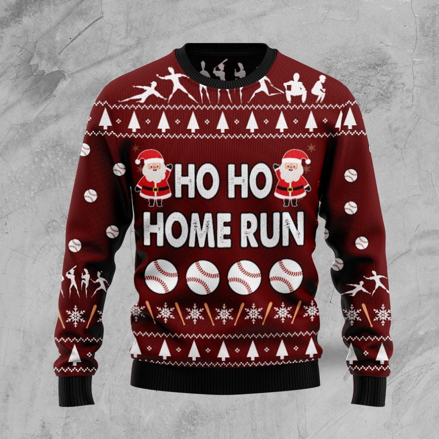 Santa Baseball Ho Ho Home Run Ugly Christmas Sweater Funny Clothes Gifts For Baseball Lovers