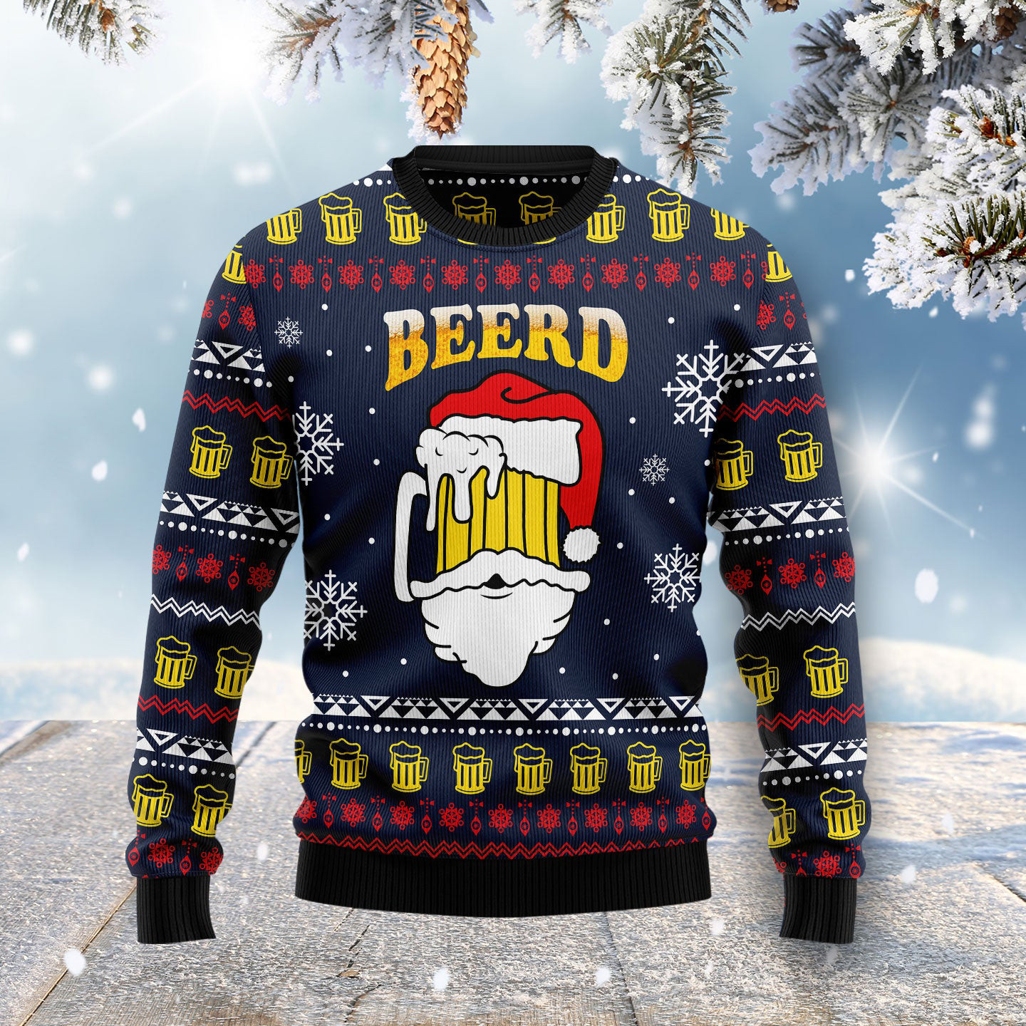 Santa Beerd Ugly Christmas Sweater Funniest Ugly Christmas Sweater Xmas Gifts
