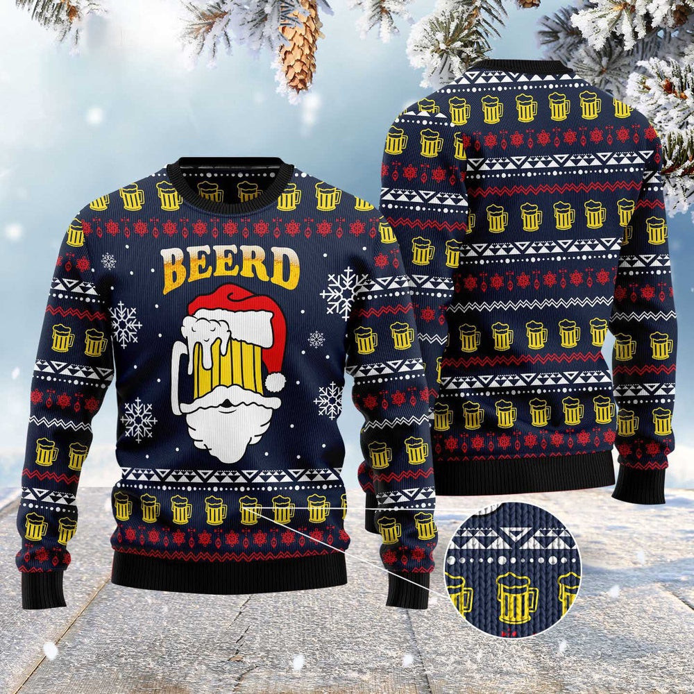 Santa Beerd Ugly Christmas Sweater Funny Ugly Christmas Sweater Cool Christmas Gifts