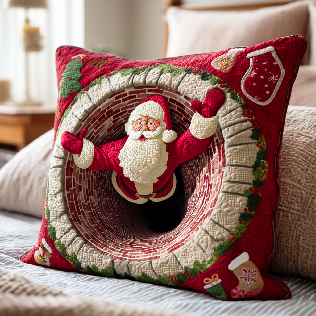 Santa Bells Quilted Pillow Case Christmas Pillow Case Covers Christmas Gifts For Mom