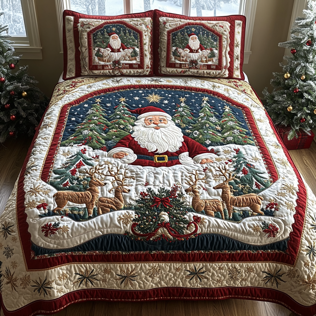 Santa Big Night Quilted Bedding Set Best Duvet Covers Romantic Christmas Gifts For Wife