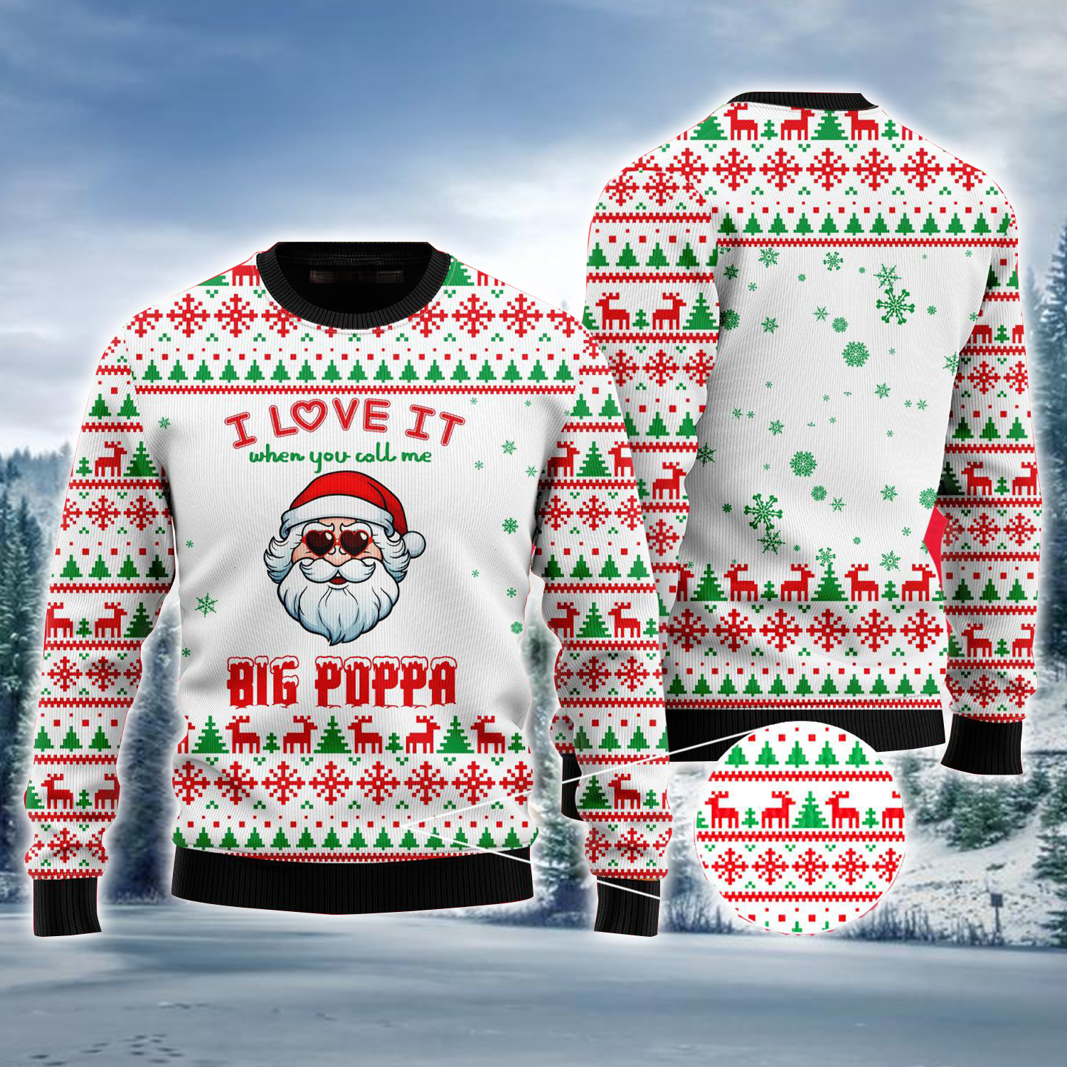 Santa Big Poppa I Love It Ugly Christmas Sweater Funny Santa Clothes Gifts For Christmas