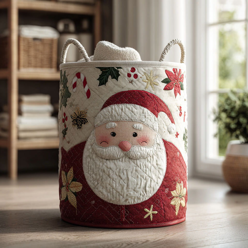 Santa Blessing Quilted Laundry Basket Best Gift For Him
