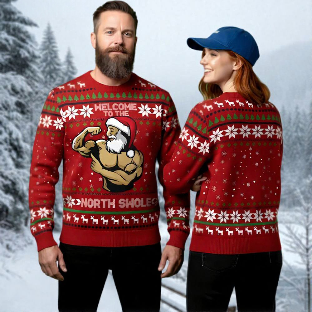 Santa Bodybuilder Ugly Christmas Sweater Santa Claus Themed Funny Christmas Sweater Gifts