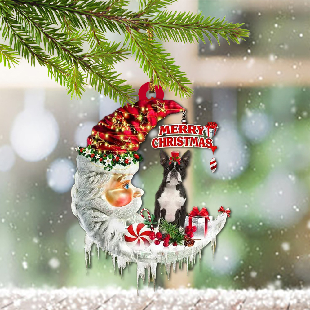 Santa Boston Terrier Christmas Ornament 2024 Boston Terrier Ornament Merry Christmas Gift