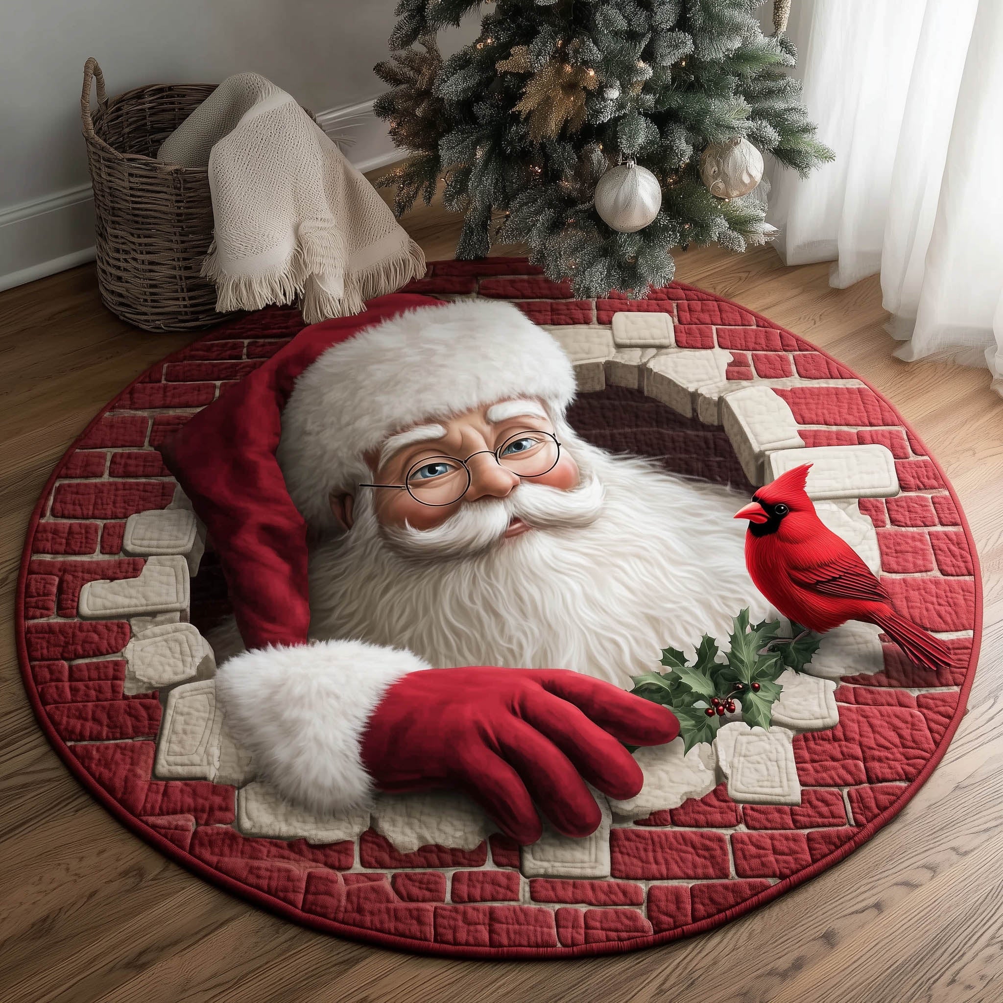 Santa Buddy Quilted Round Mat High-Quality Quilted Round Mat for Soft Comfort