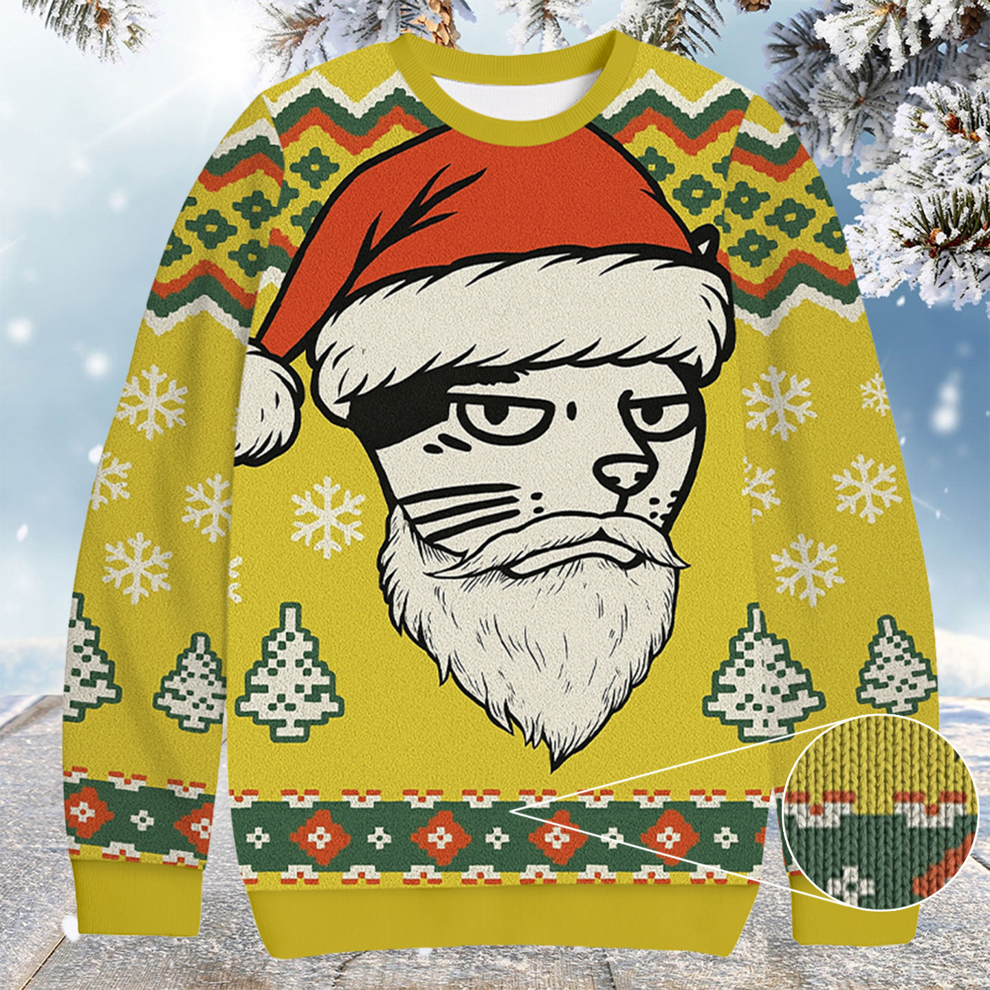 Santa Cat Funny Christmas Ugly Sweater Animal Themed Winter Clothing Cat Gift For Xmas