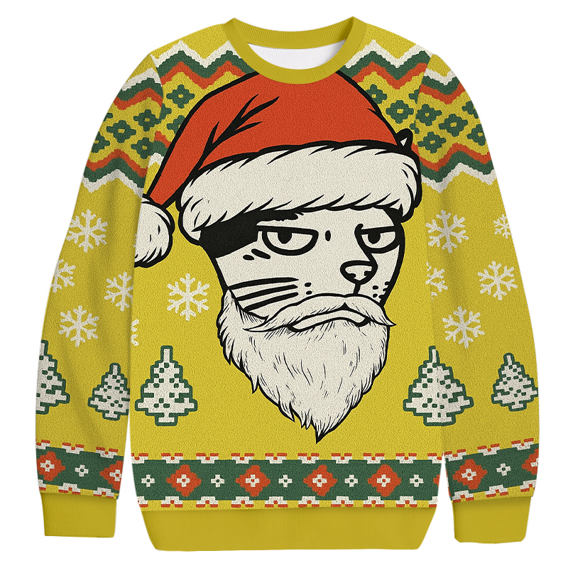 Santa Cat Funny Christmas Ugly Sweatshirt Christmas Cozy Winter Wear Gift Ideas