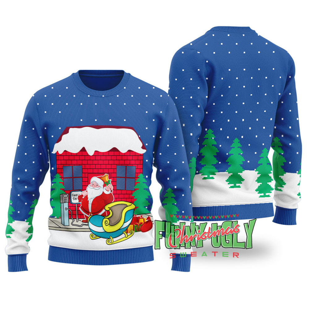 Santa Charging Station Funny Christmas Sweater Royal Perfect Holiday Gift Merch for Sweater Lovers
