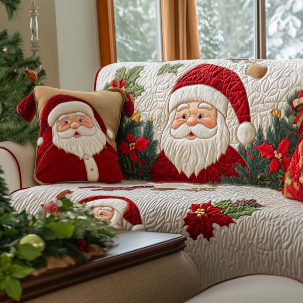 Santa Cheer Quilted Sofa Cover Christmas Sofa Cover Best Friend Gift Ideas