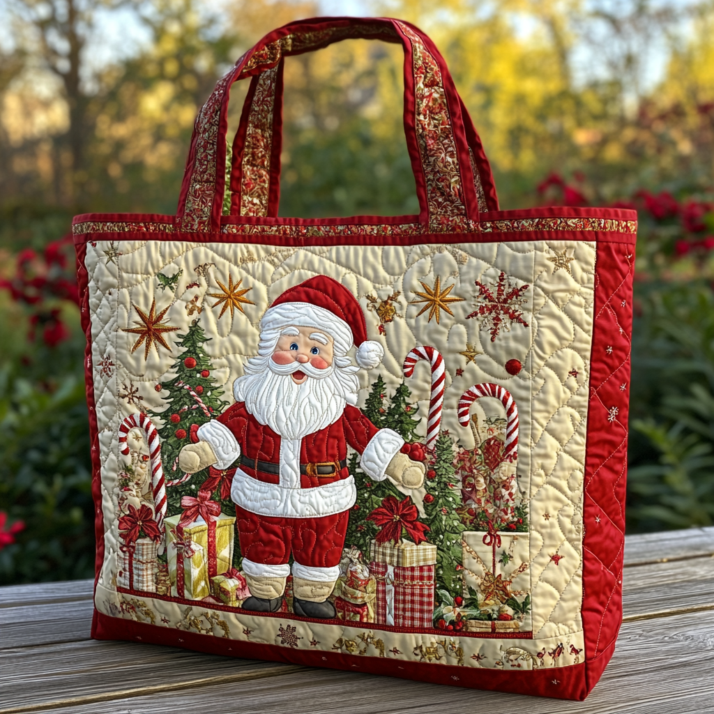 Santa Cheer Quilted Tote Bag Secret Santa Gifts For Men