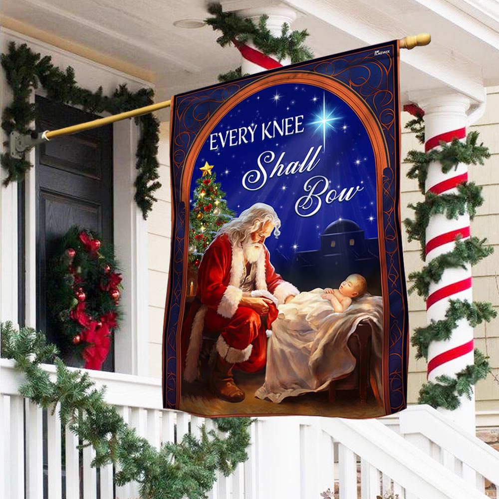 Santa Christmas Flag Every Knee Shall Bow