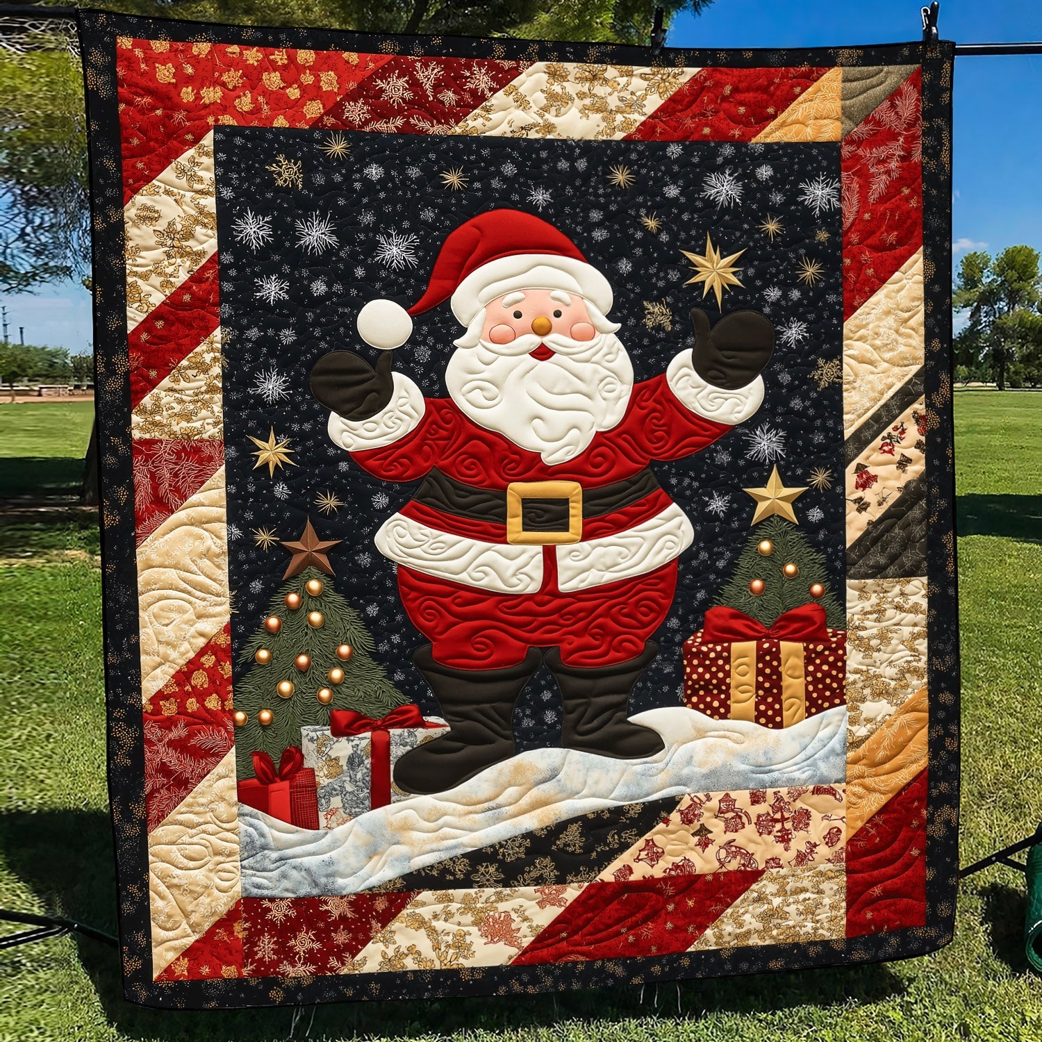 Santa Christmas Quilted Blanket Romantic Christmas Gifts