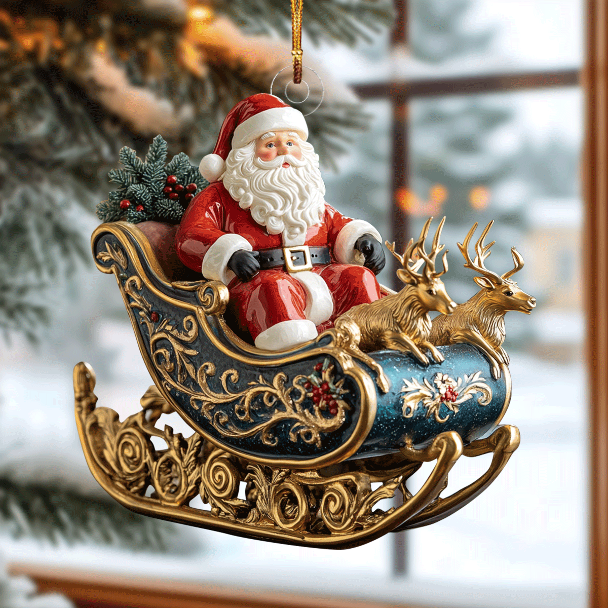 Santa Christmas Spirit Mica Ornament