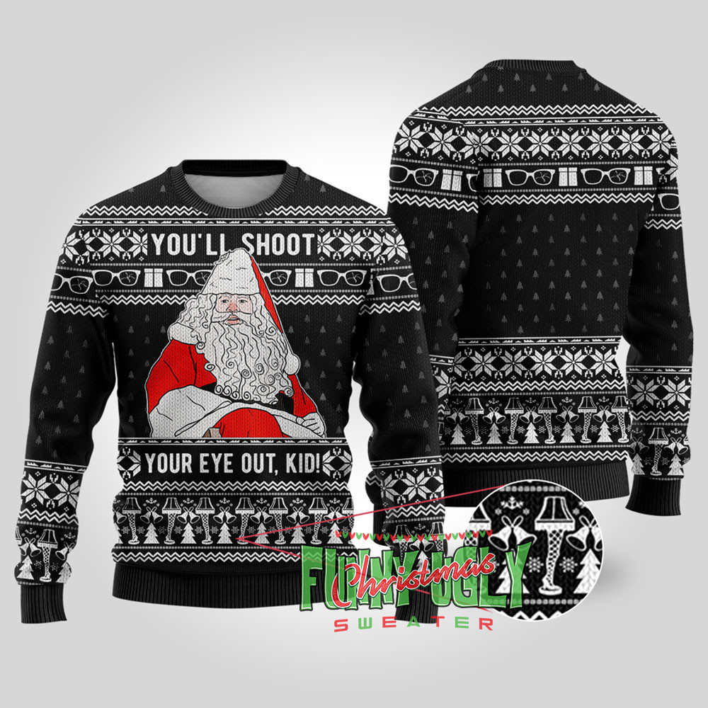 Santa Claus A Christmas Story Christmas Sweater Black Popular Holiday Gift Merch for Everyone