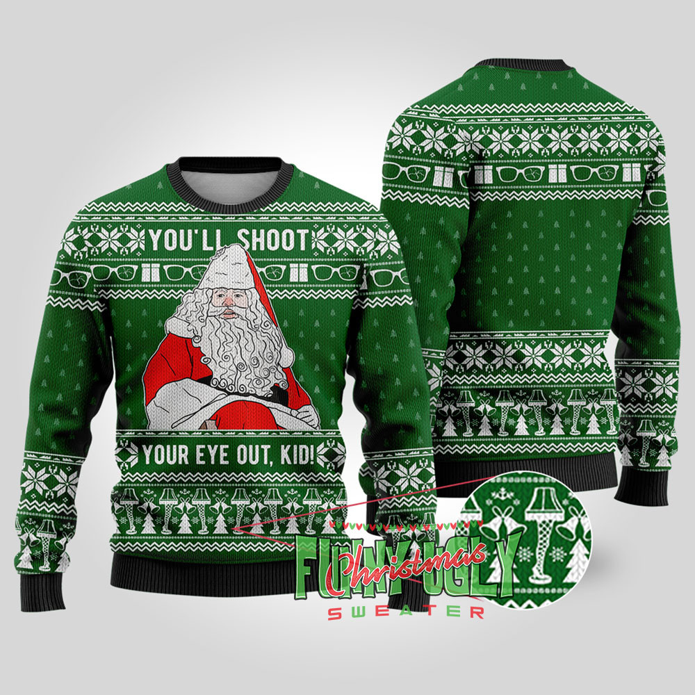 Santa Claus A Christmas Story Christmas Sweater Forest Green Trendy Christmas Sweater for Winter Outfits
