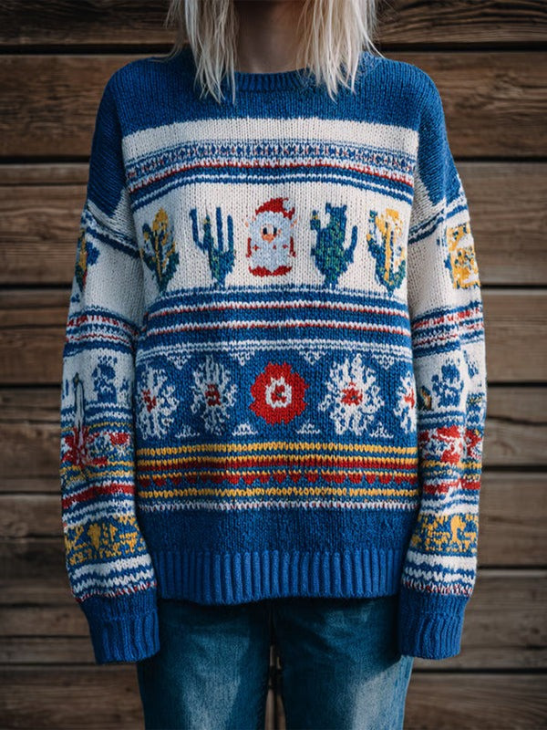 Santa Claus And Cactus Southwestern Ugly Christmas Sweater Snowflake Xmas Holiday Gifts