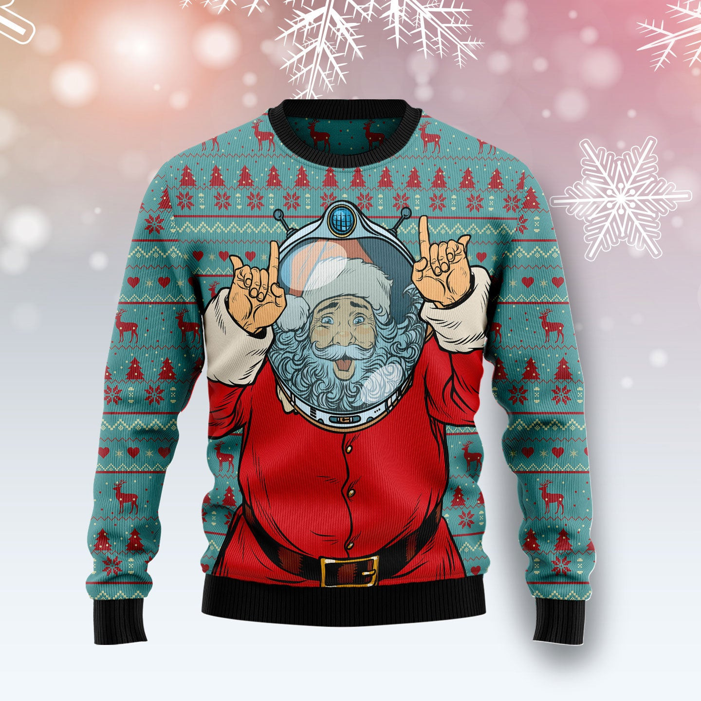 Santa Claus Astronaut  Ugly Christmas Sweater