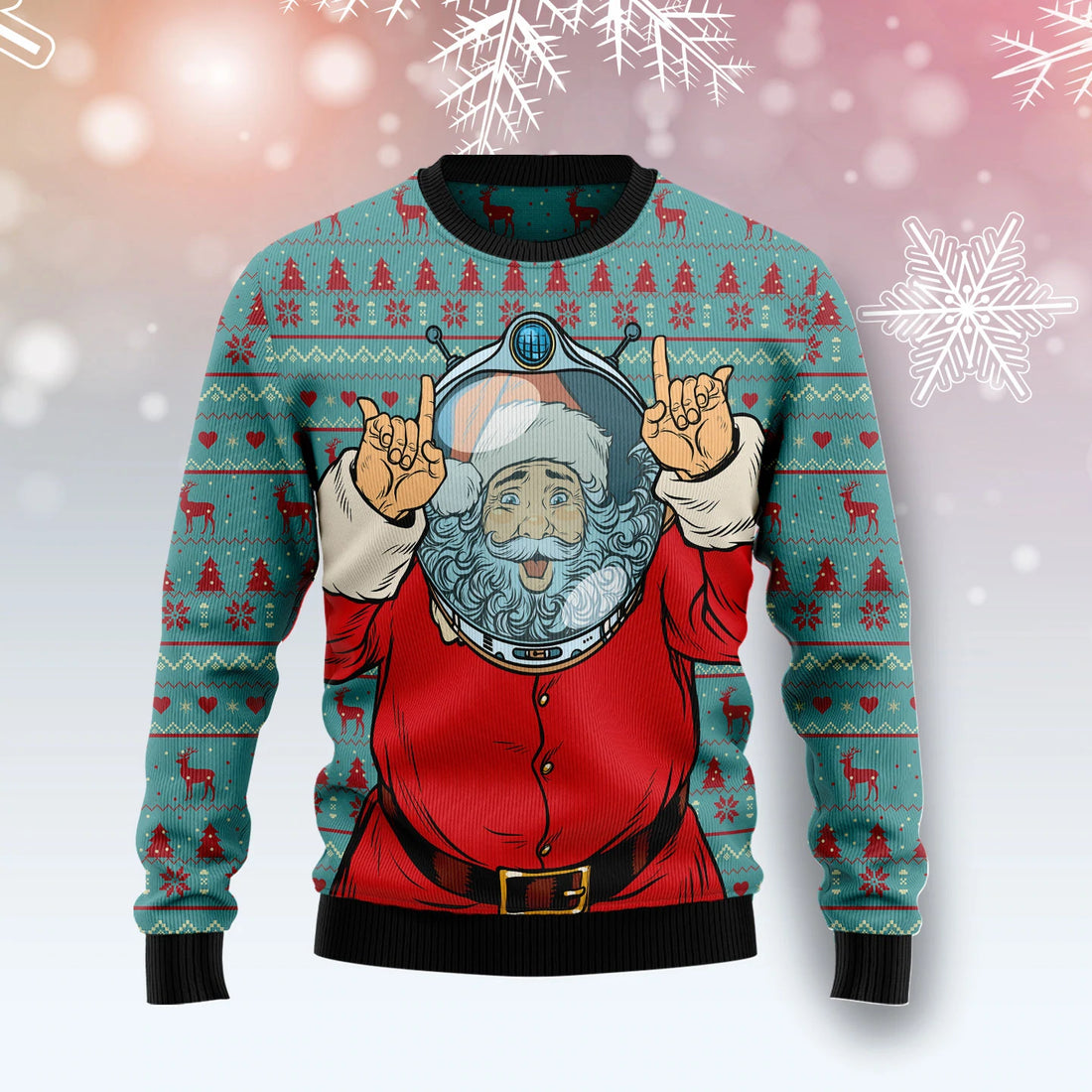 Santa Claus Astronaut Ugly Christmas Sweater Cozy Xmas Jumper Family Gifts For Holiday