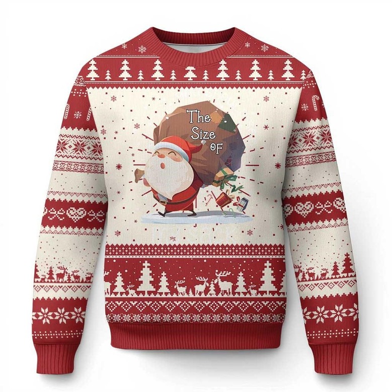 Santa Claus Carrying Sack Of Gifts Ugly Holiday Jumper The Size Of Cute Sweaters Xmas Gifts