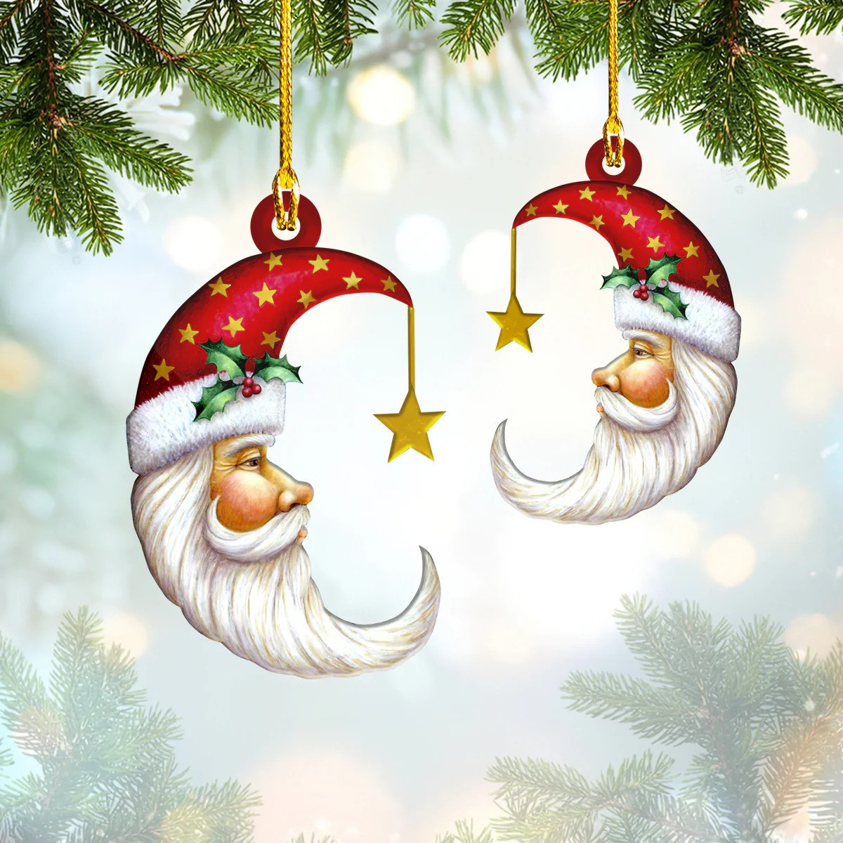 Santa Claus Christmas Ornament Crescent Moon Santa Ornament Christmas Tree Decorations