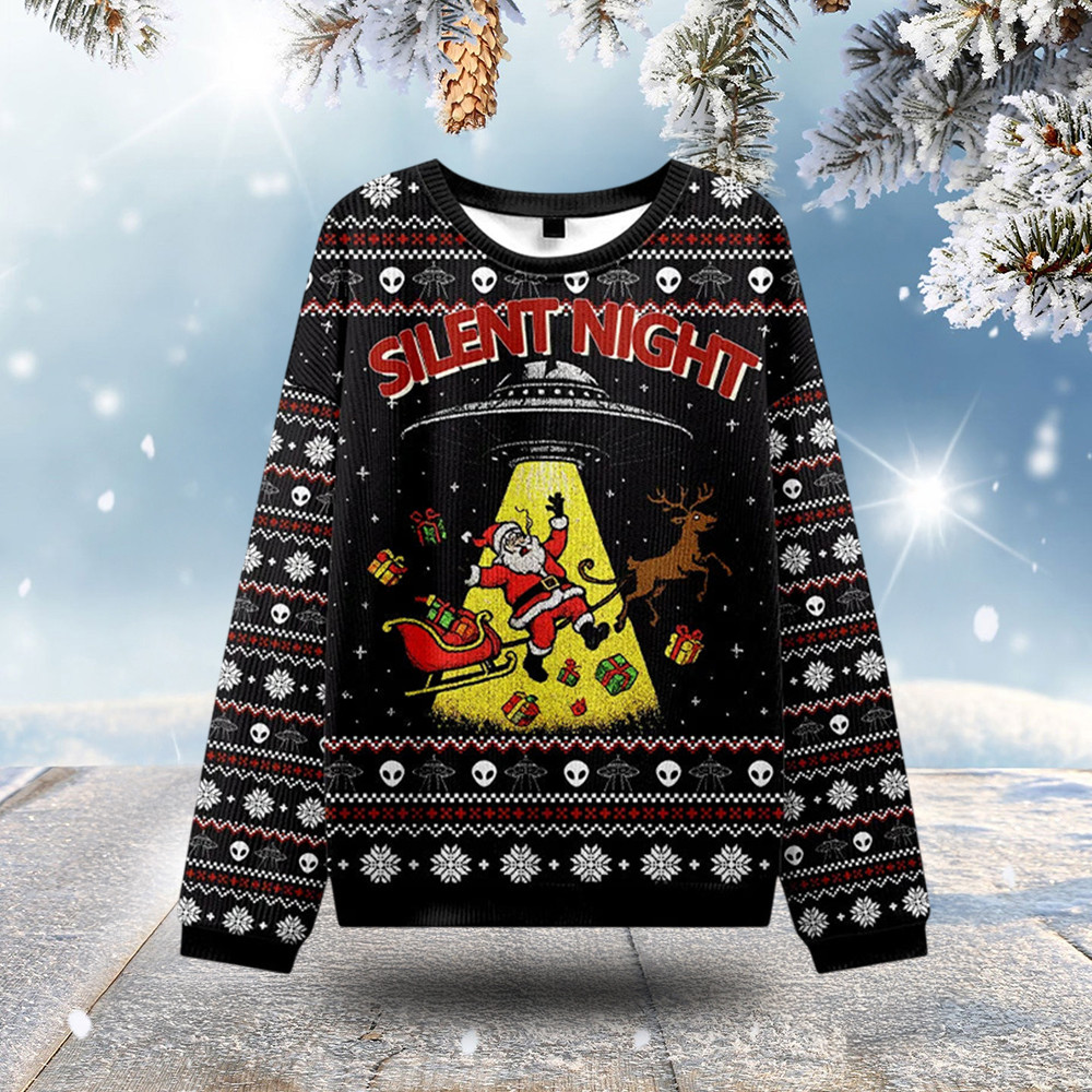 Santa Claus Christmas Ugly Sweater Silent Night Animal Themed Reindeer Lovers Xmas Gifts