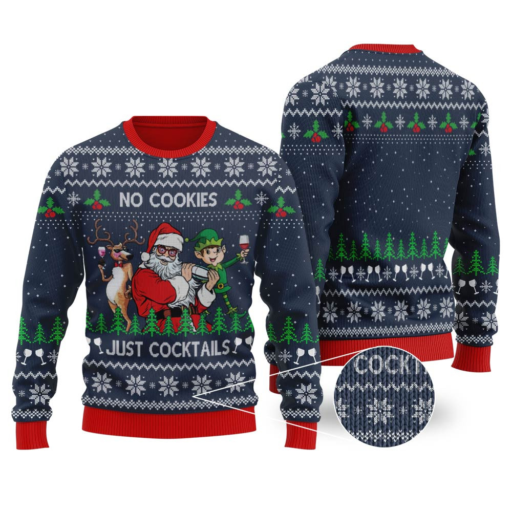 Santa Claus Cocktails Ugly Christmas Sweater Navy Holiday Gift Merch That Everyone Will Adore