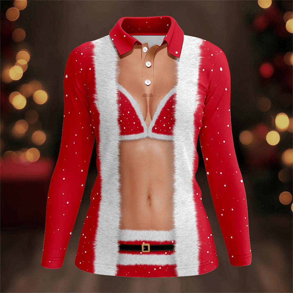Santa Claus Cosplay Christmas Golf Polo Shirt Santa Claus Design Golf Merch Funny Xmas Gifts