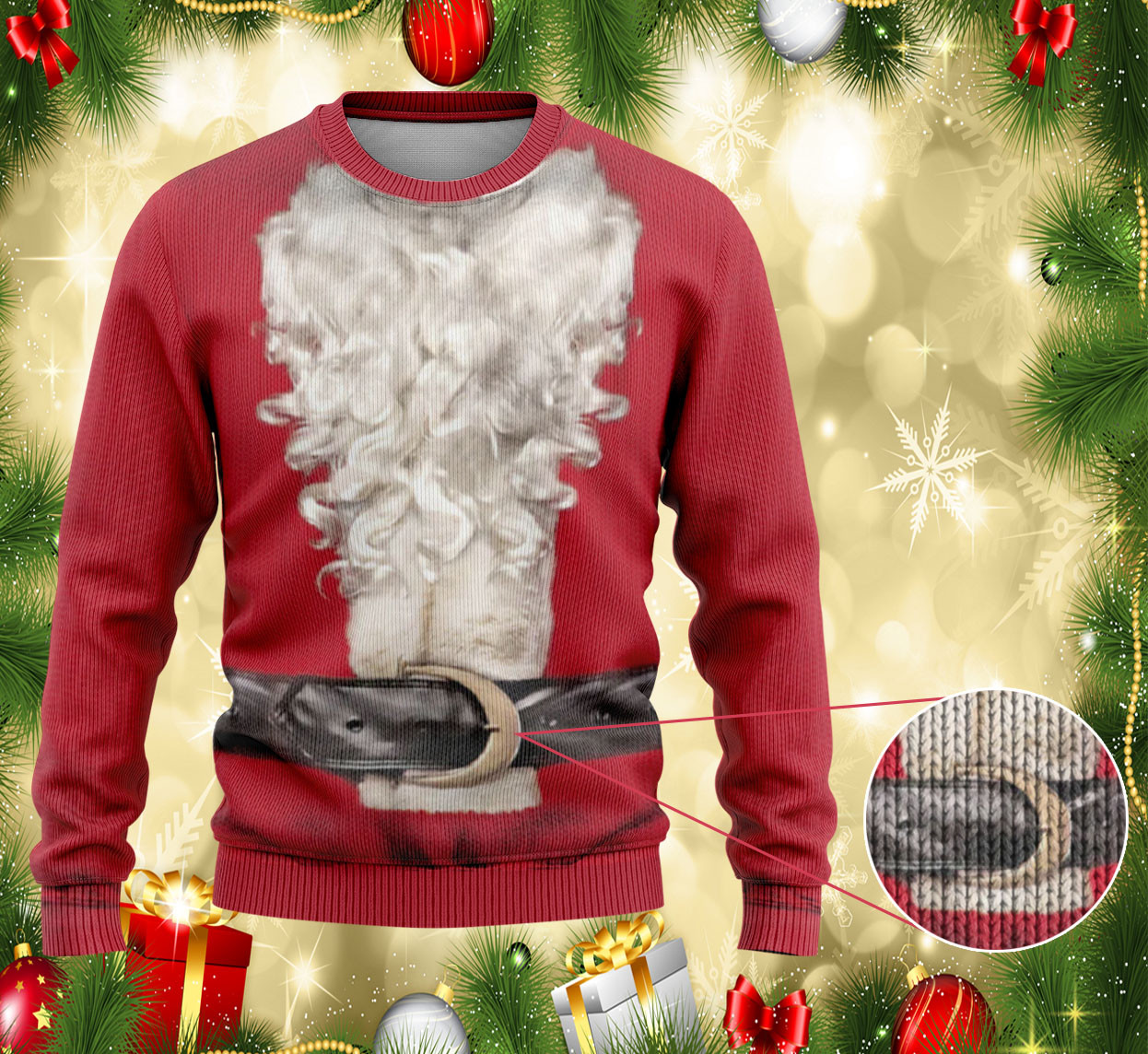 Santa Claus Costume Christmas Ugly Sweater Funny Holiday Apparel for Besties