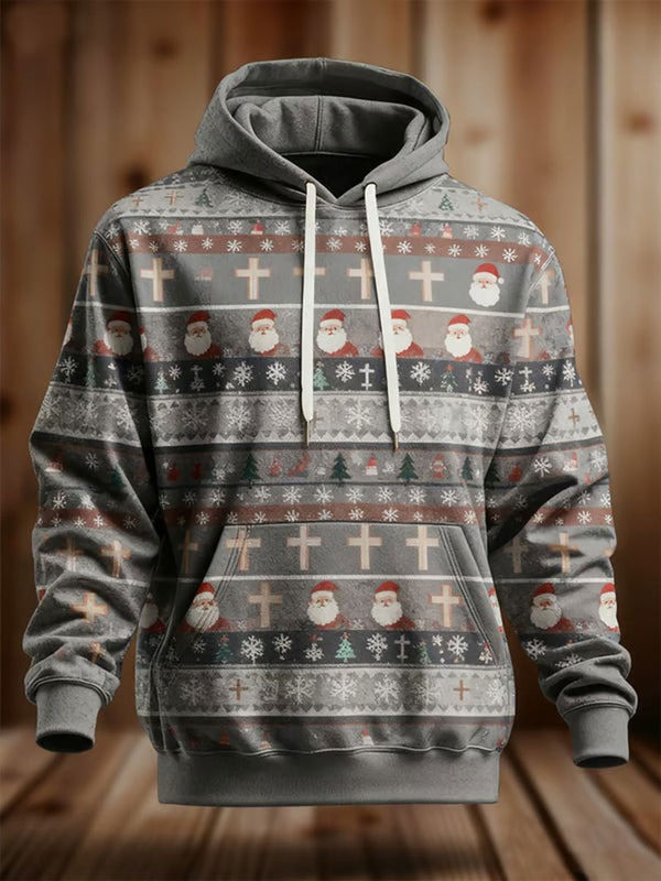 Santa Claus Cross Christmas Hoodie Christian Faith Clothing Gifts For Christmas