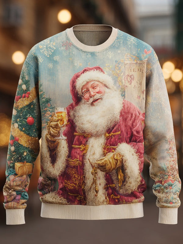 Santa Claus Drinking Whiskey Christmas Sweatshirt Beautiful Santa Apparel Xmas Gifts
