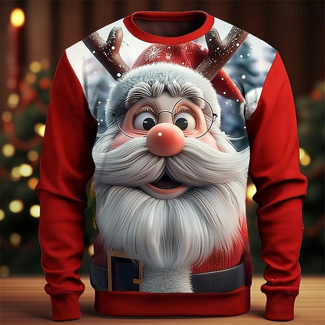 Santa Claus Face Christmas Sweatshirt Funny Clothes Christmas Holiday Presents