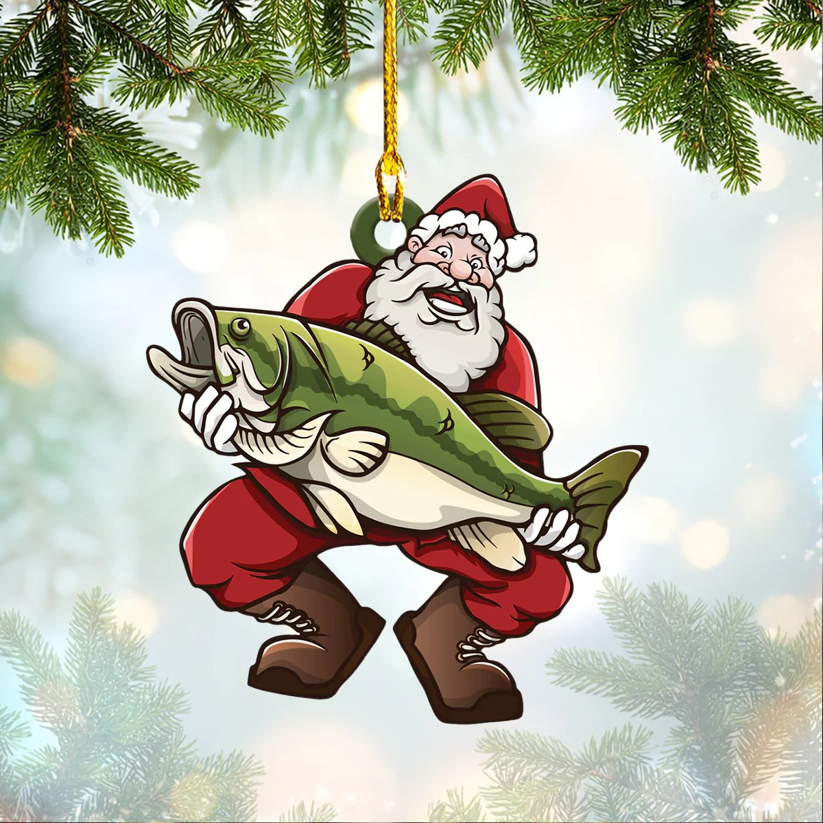 Santa Claus Fishing Ornament Fishing Christmas Ornaments Cool Gifts For Fishermen